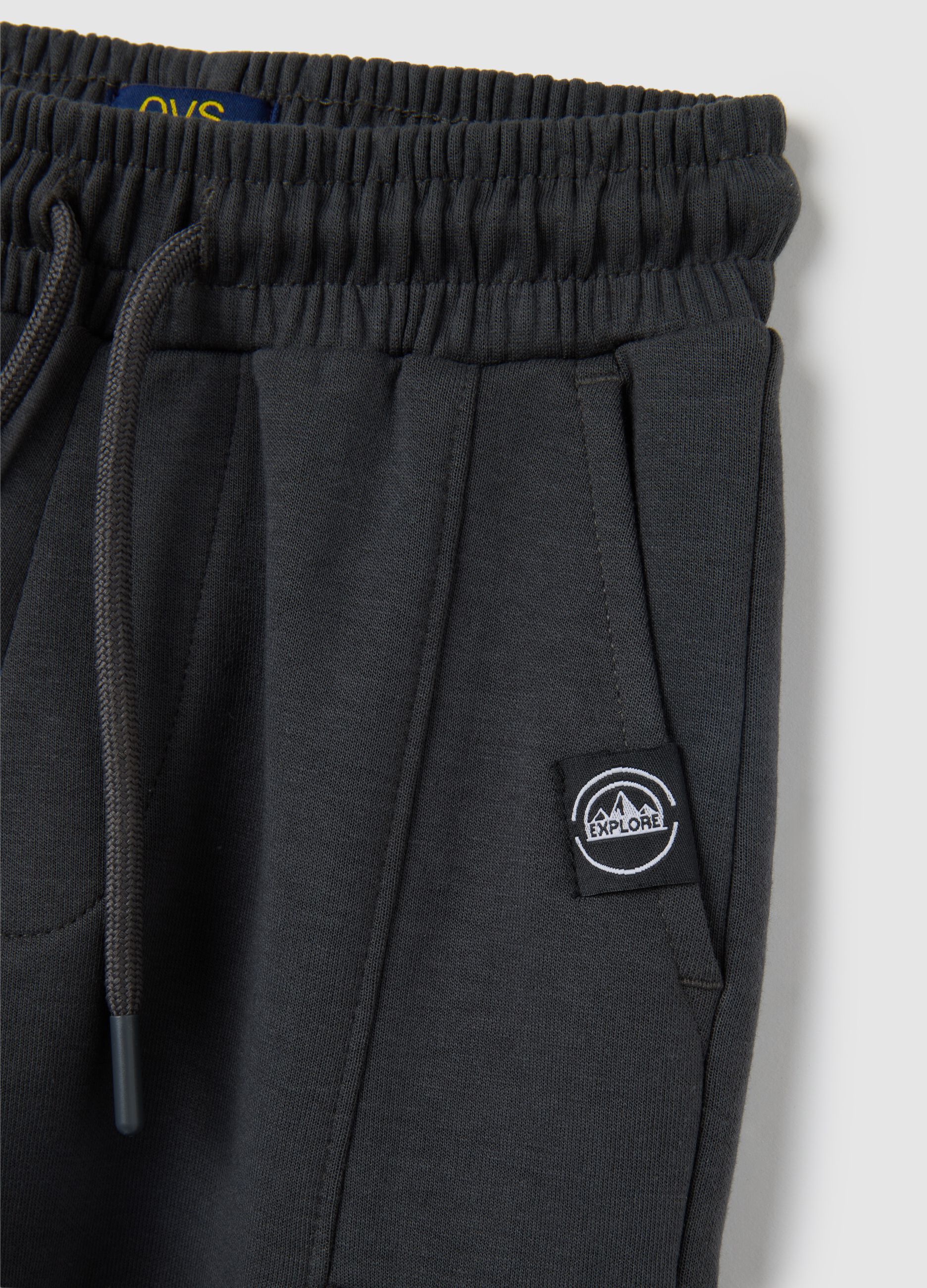 Grey cotton regular fit kids' trousers