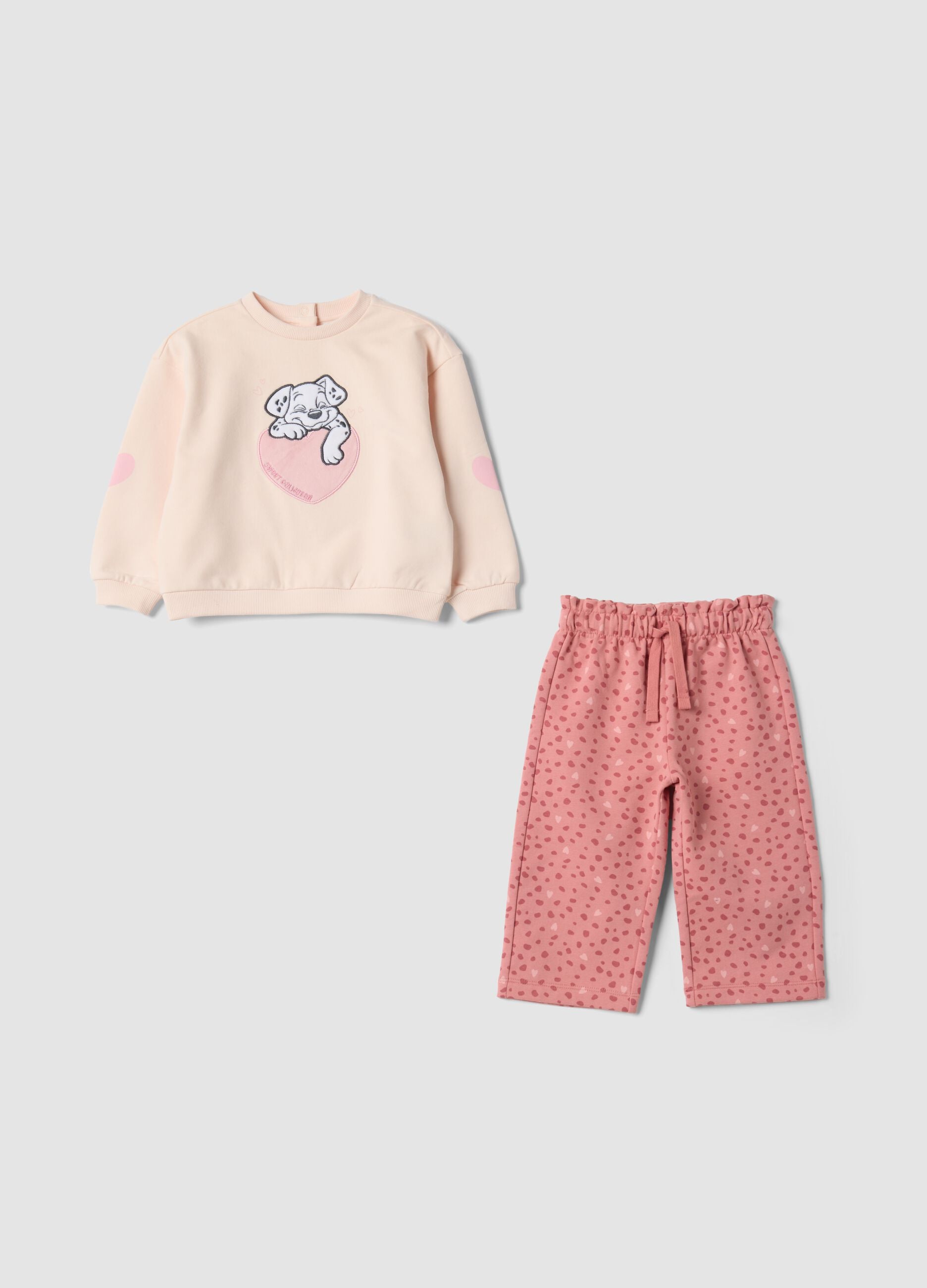 Completo rosa in cotone organico elasticizzato con stampa Carica dei 101