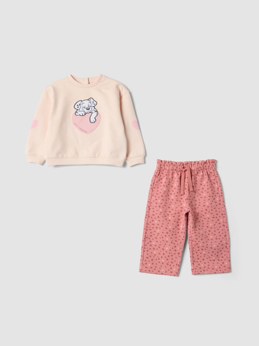 Completo rosa in cotone organico elasticizzato con stampa Carica dei 101_0