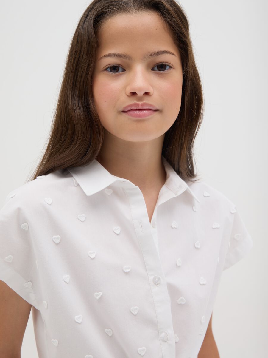 Camicia da ragazza in puro cotone bianca con nodo_2