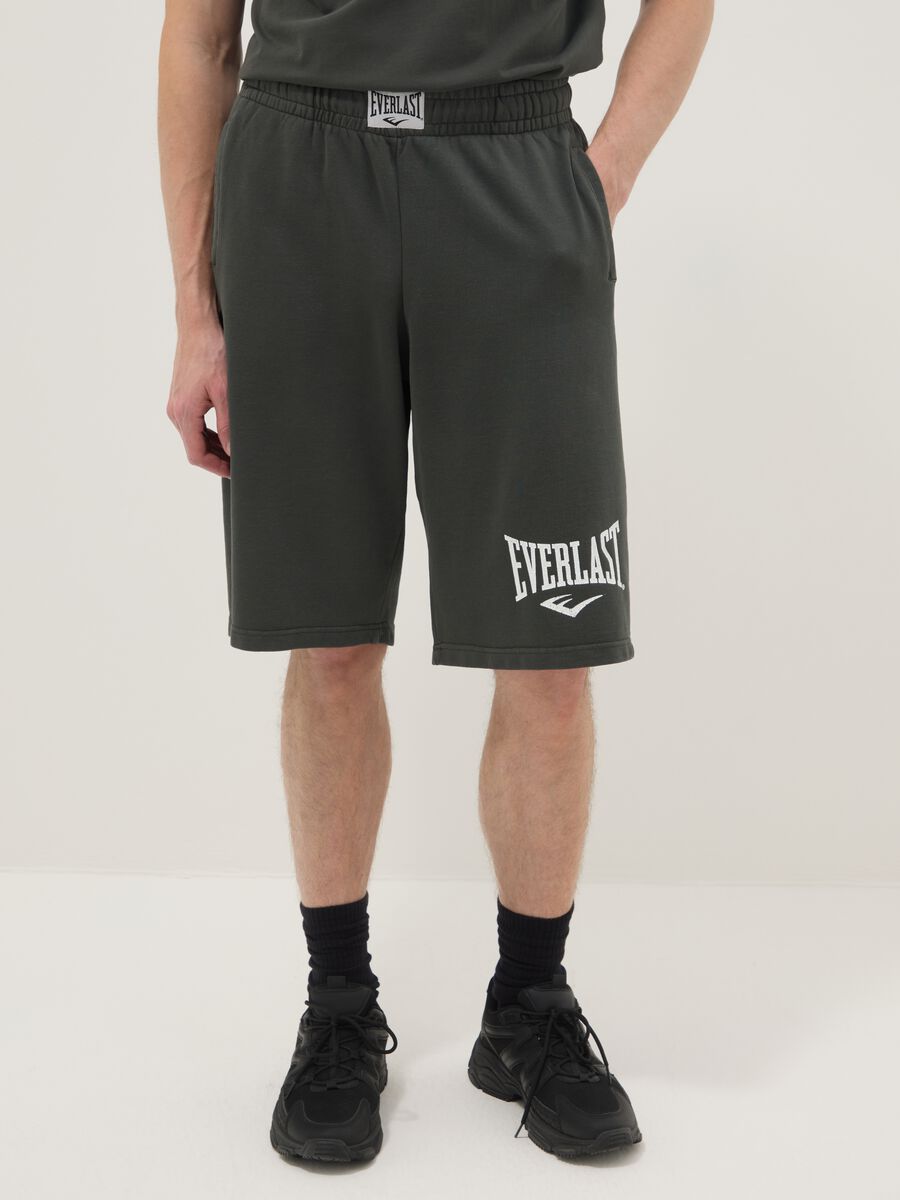Pantaloncini in misto cotone neri regular fit con logo Everlast_1