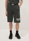 Black cotton blend regular fit shorts with Everlast logo_1