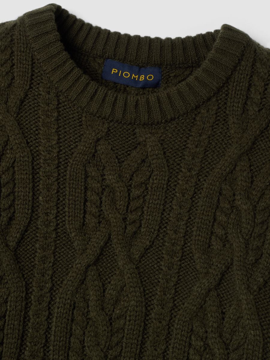 Maglia verde in misto lana jacquard regular fit_5