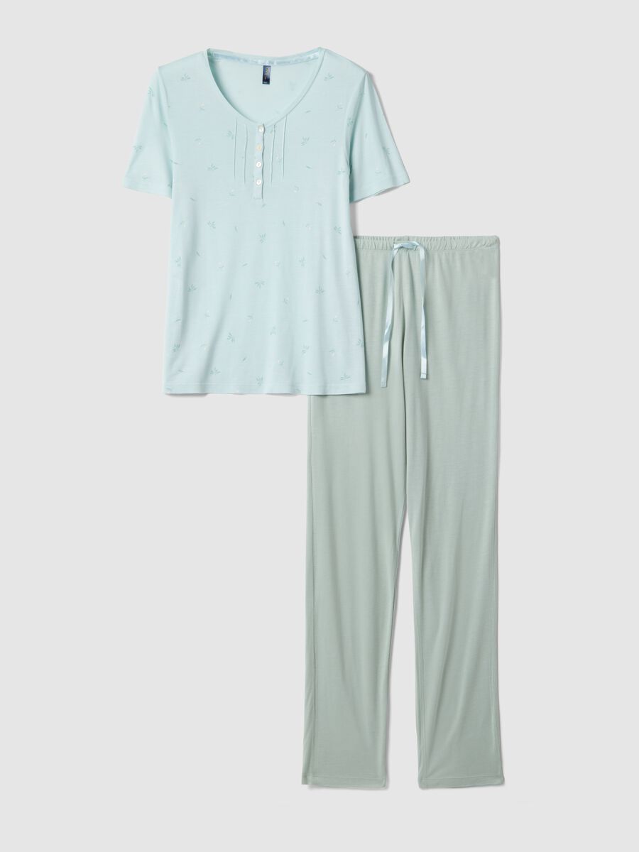 Blue pure viscose pyjamas regular fit_0