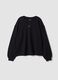 Black 100% cotton sweatshirt with star detail for girls, relaxed fit_0