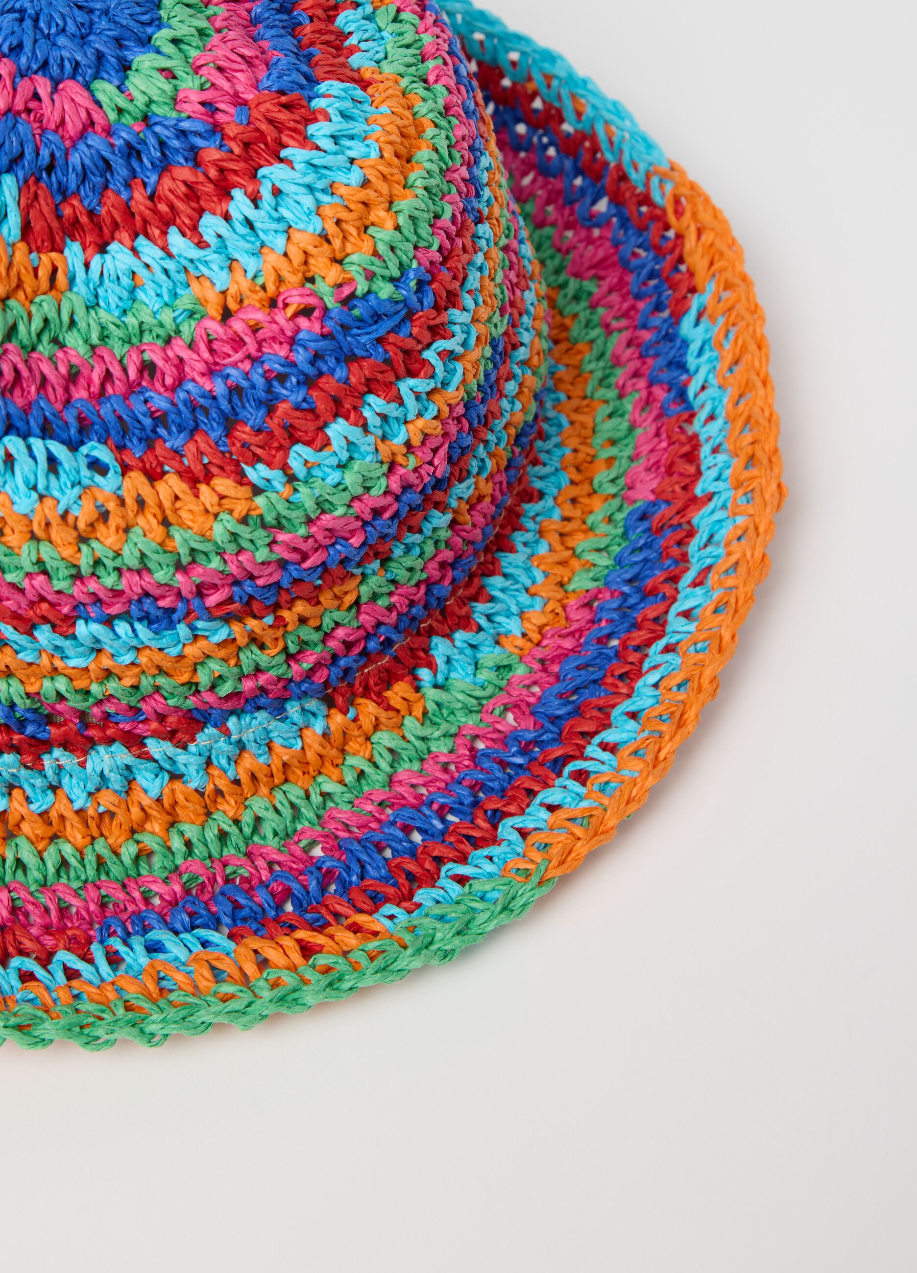 Raffia hat with stripes