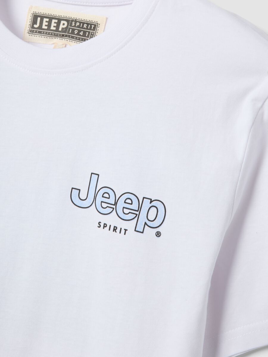 T-shirt bianca in puro cotone con logo Jeep regular fit_5