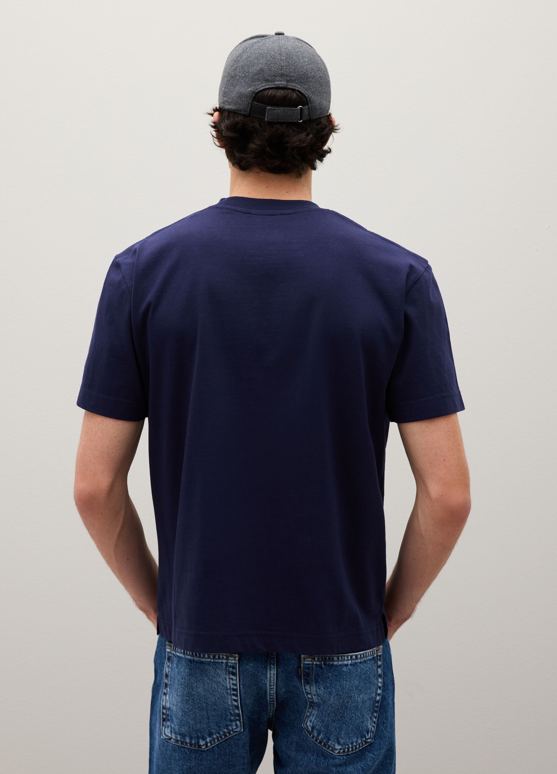 Pure cotton blue T-shirt regular fit