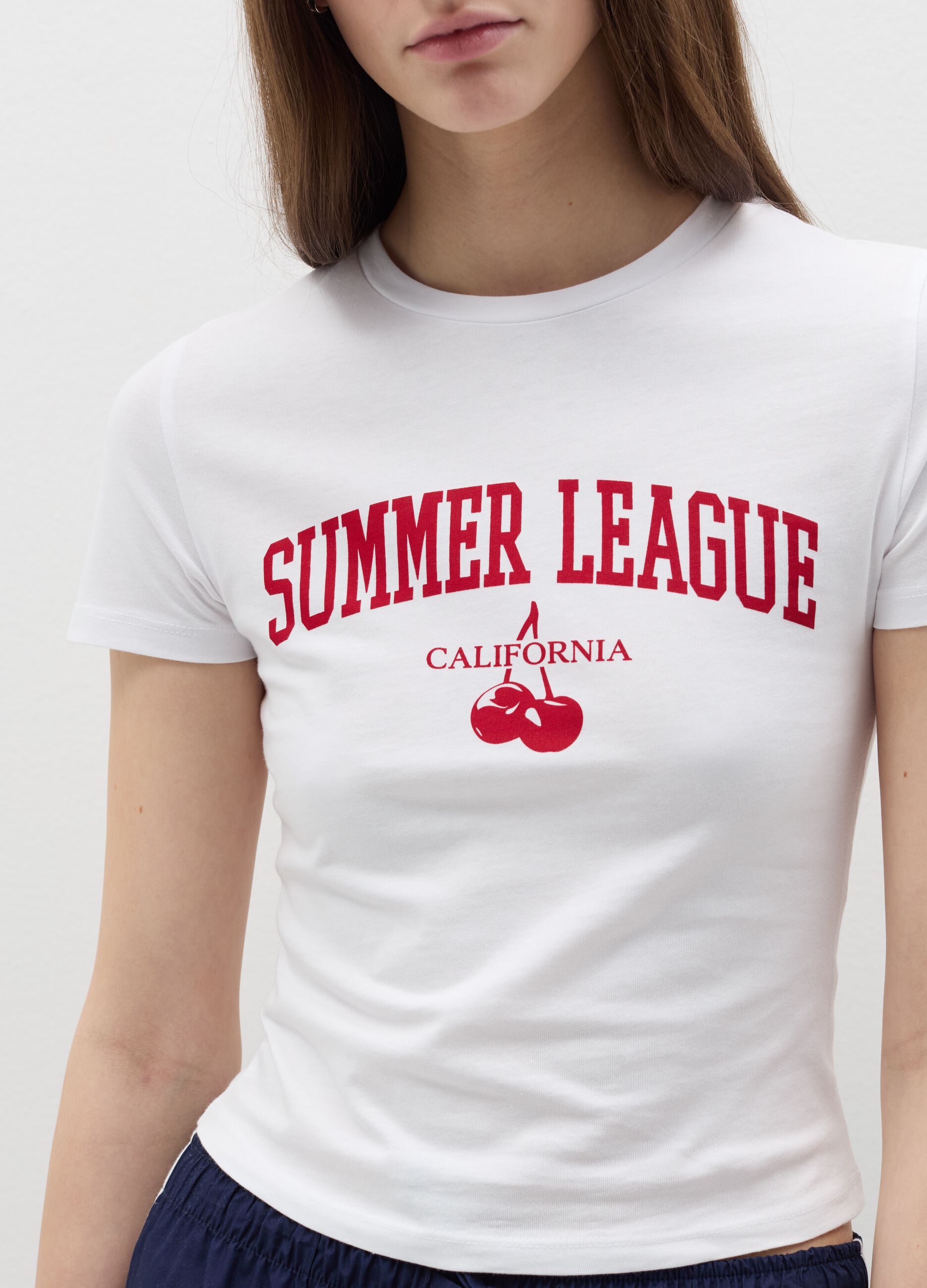 Crop T-shirt with lettering print