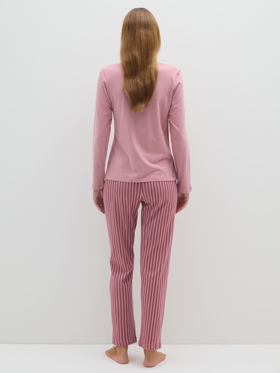 Set pigiama lungo rosa in puro cotone_2