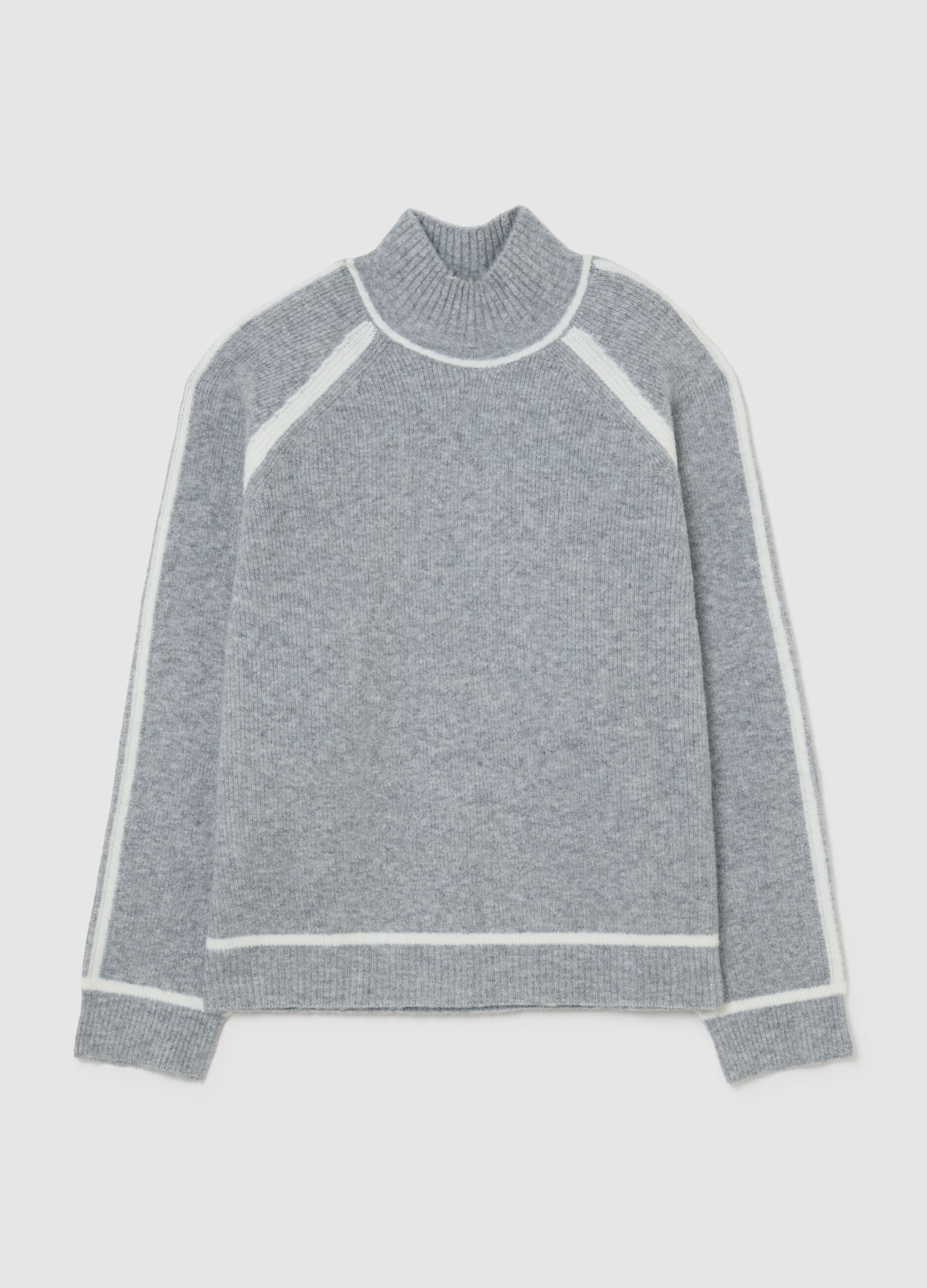 Grey High Neck Regular Fit Jumper