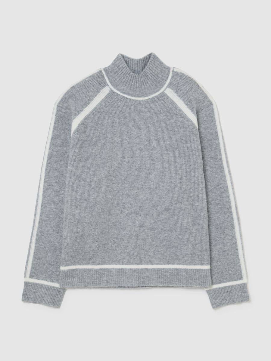 Grey High Neck Regular Fit Jumper_0