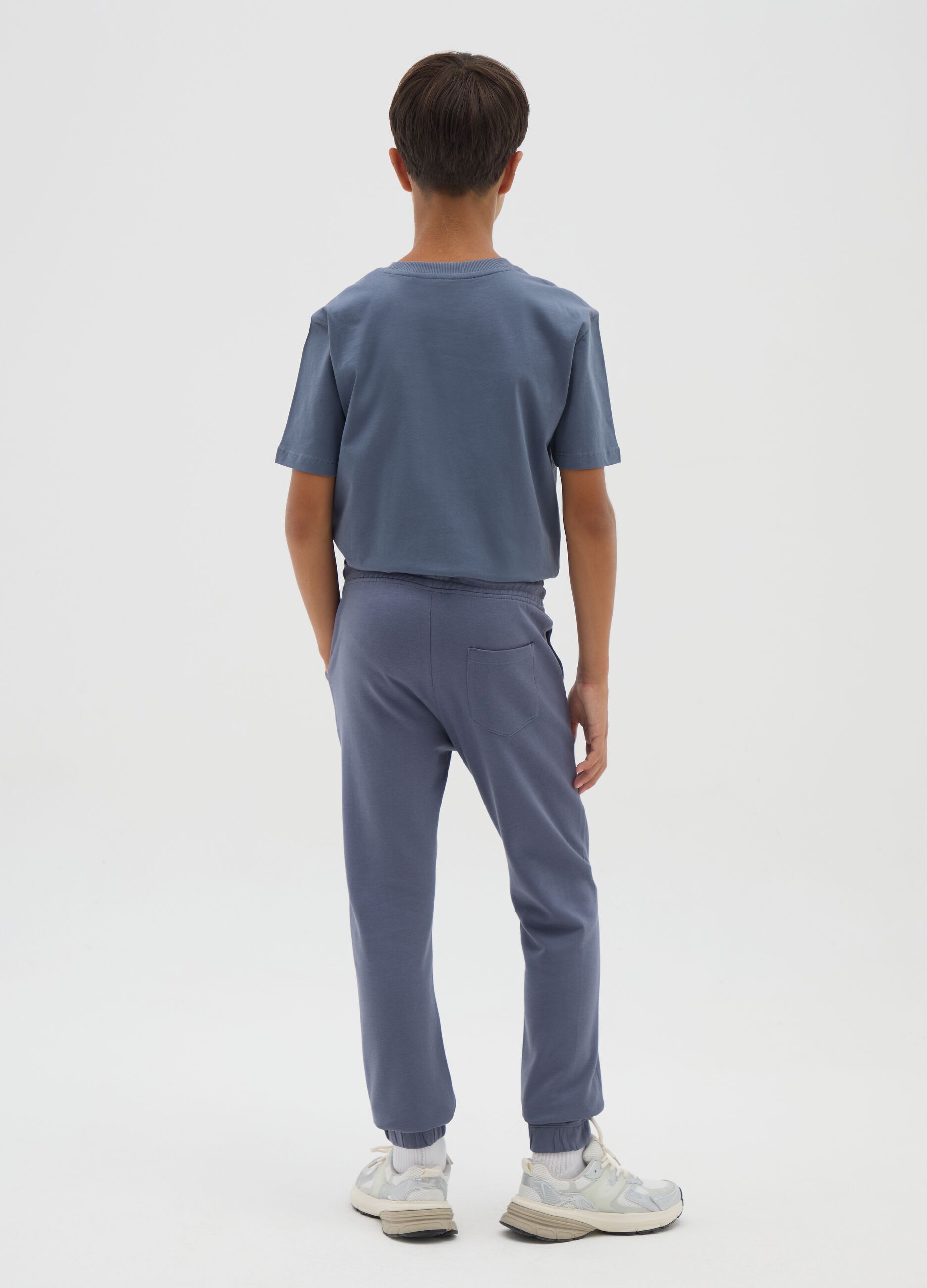 Boys' blue jogger trousers in pure cotton with regular fit