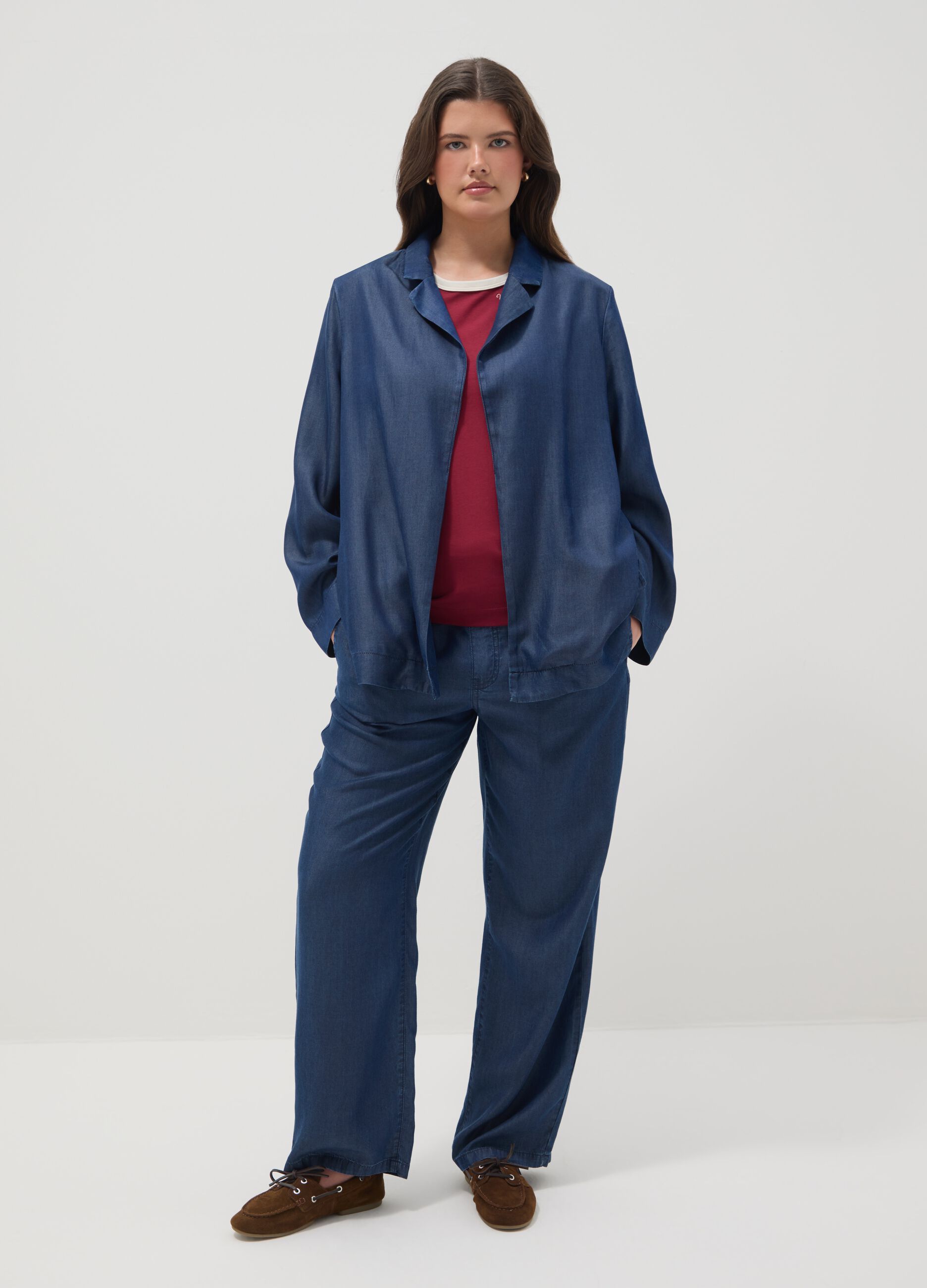 Blue regular fit lyocell blazer