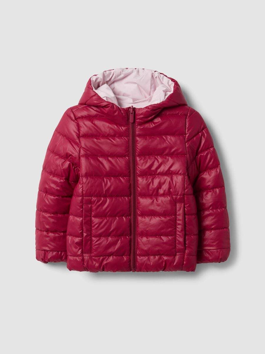 Giubbotto Ultralight reversibile rosa imbottito con cappuccio per bambina_1