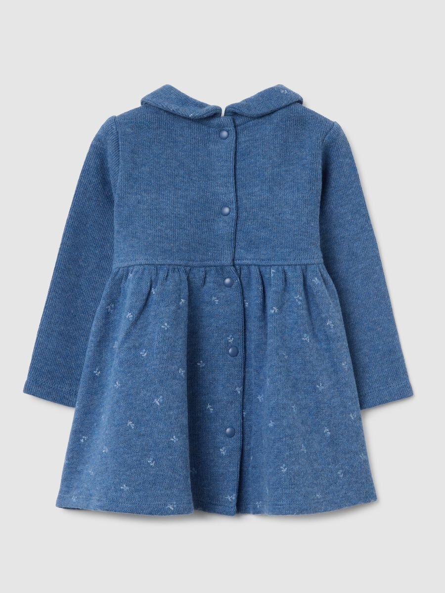 Vestito blu da neonata in puro cotone regular fit con collo girotondo_1