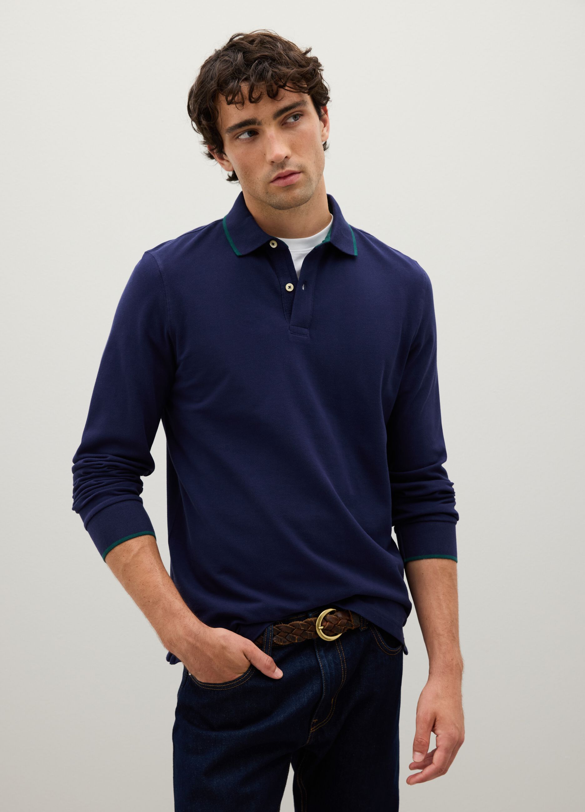 Pure Cotton Blue Polo Regular Fit