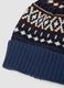 Berretto blu navy in maglia jacquard con risvolto_1