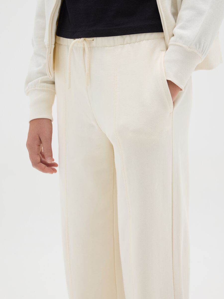 Pantaloni da ragazza in puro cotone beige regular fit_1