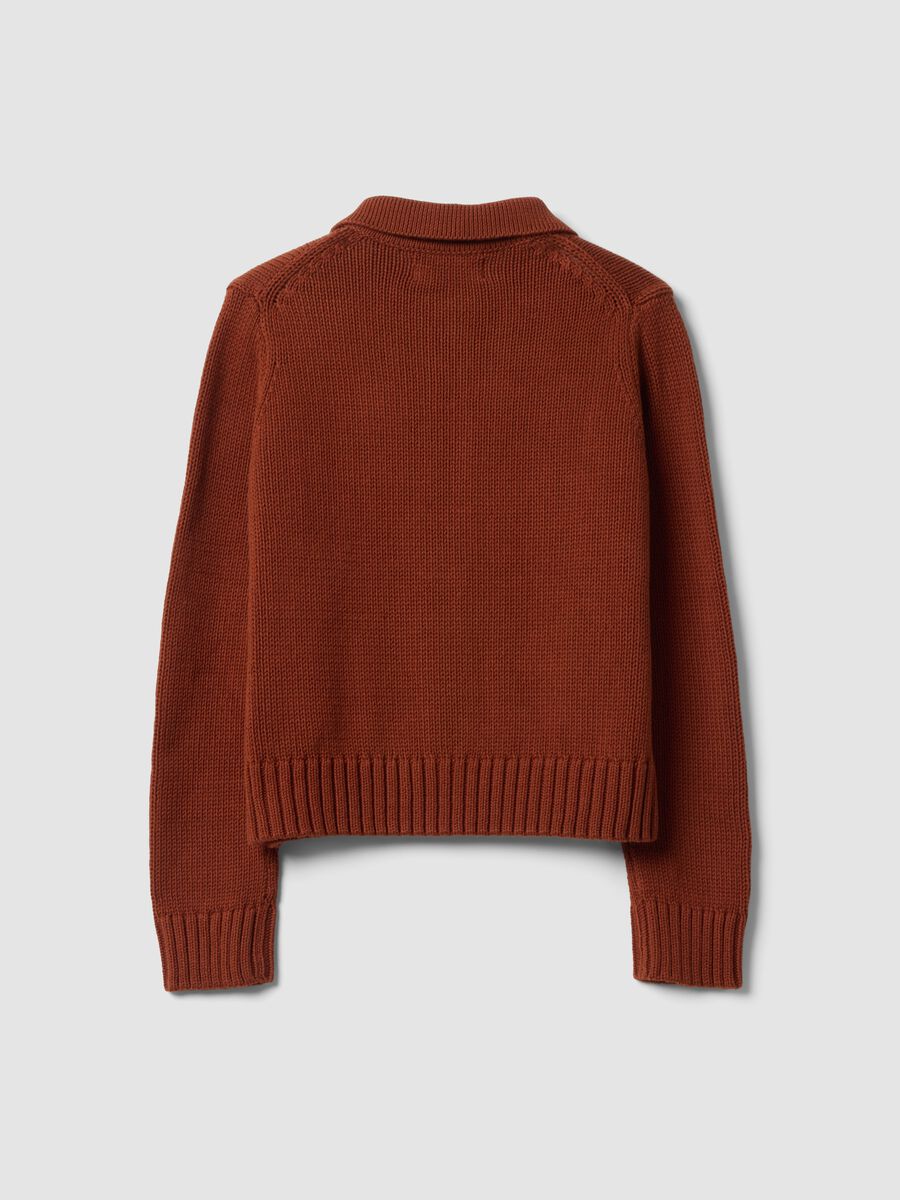 Cardigan rosso in puro cotone con bottoni regular fit_6