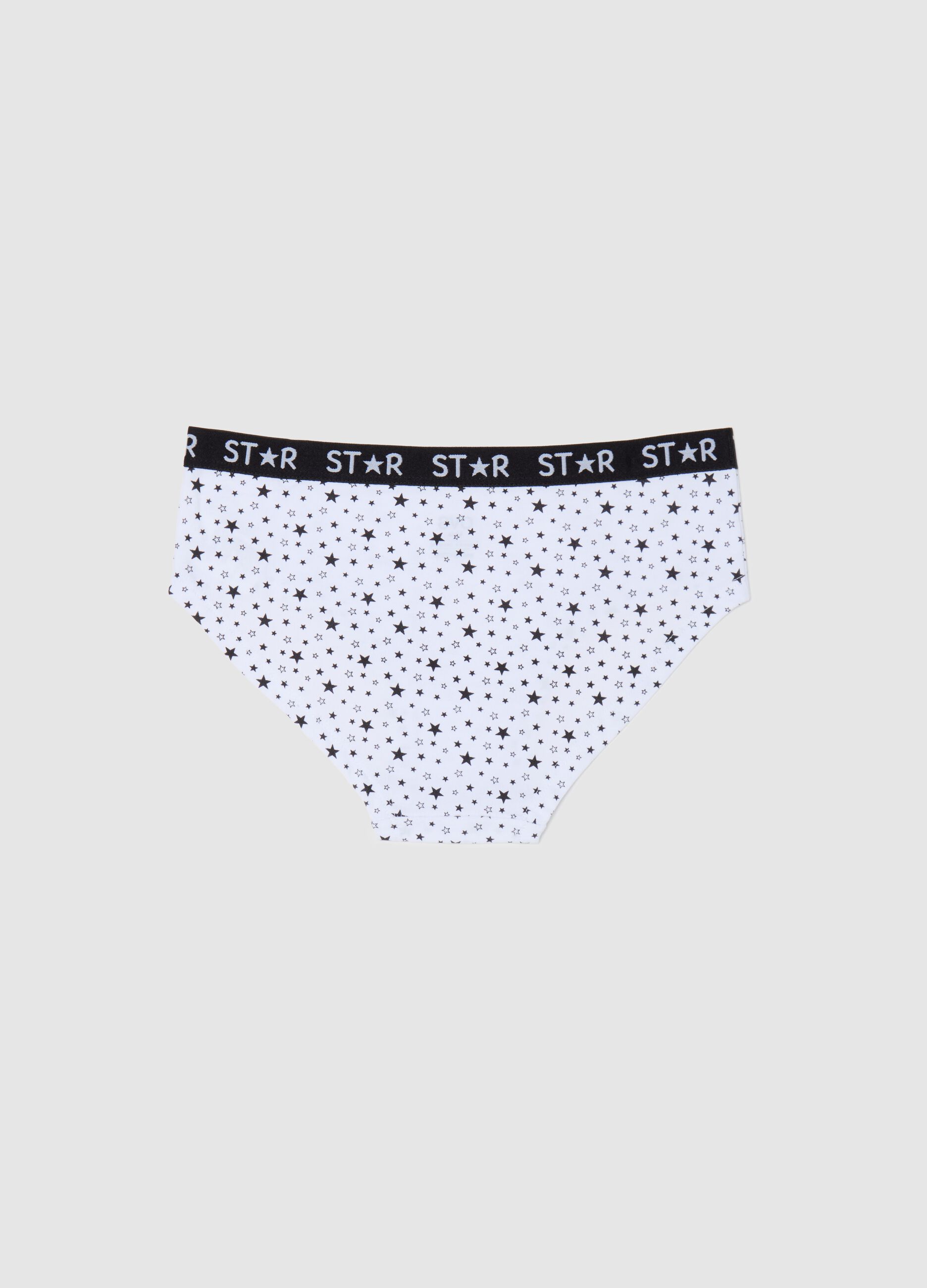 Stretch cotton knicker shorts with star print