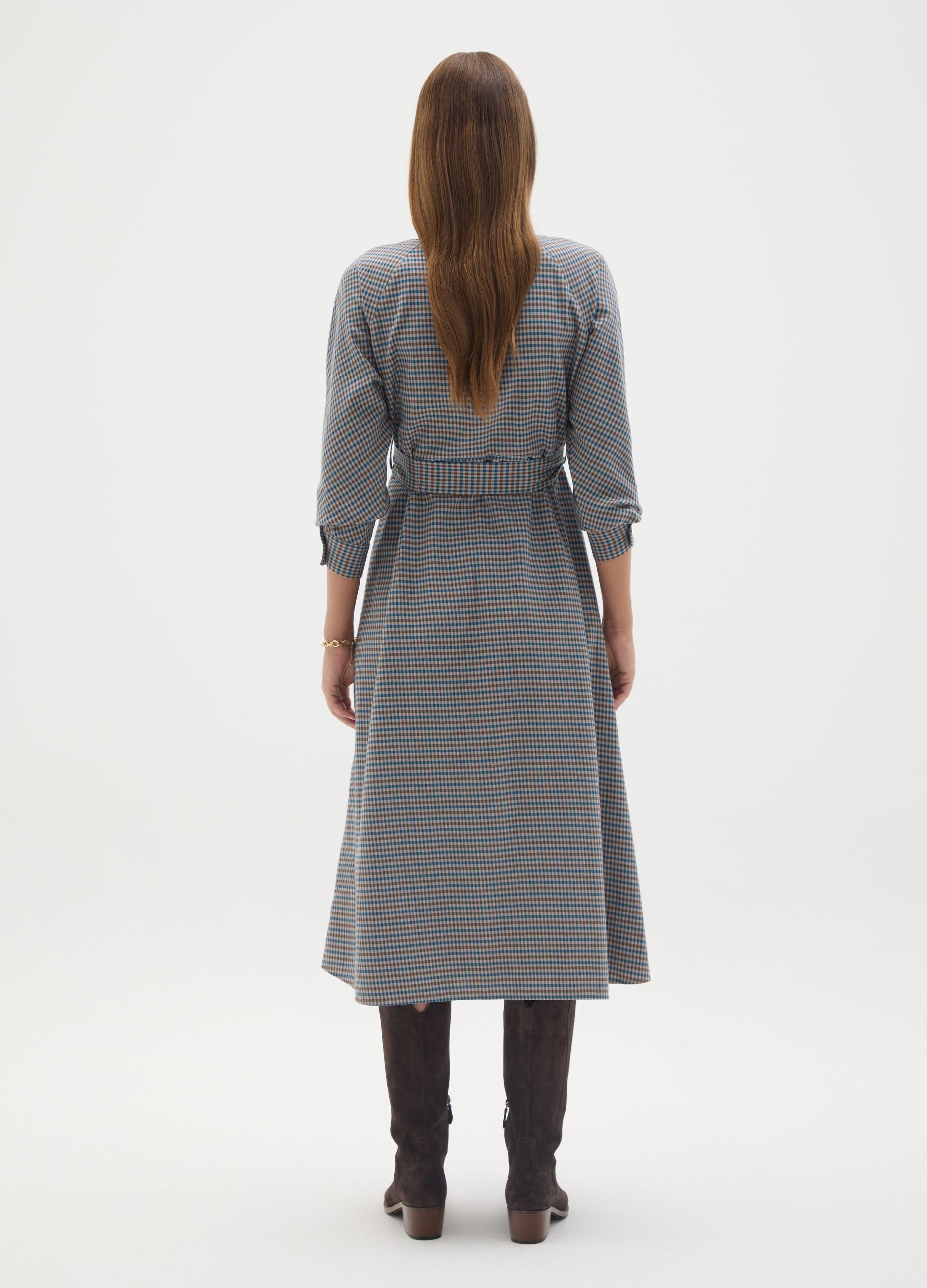 Multicoloured Maternity Dress with Micro Checks