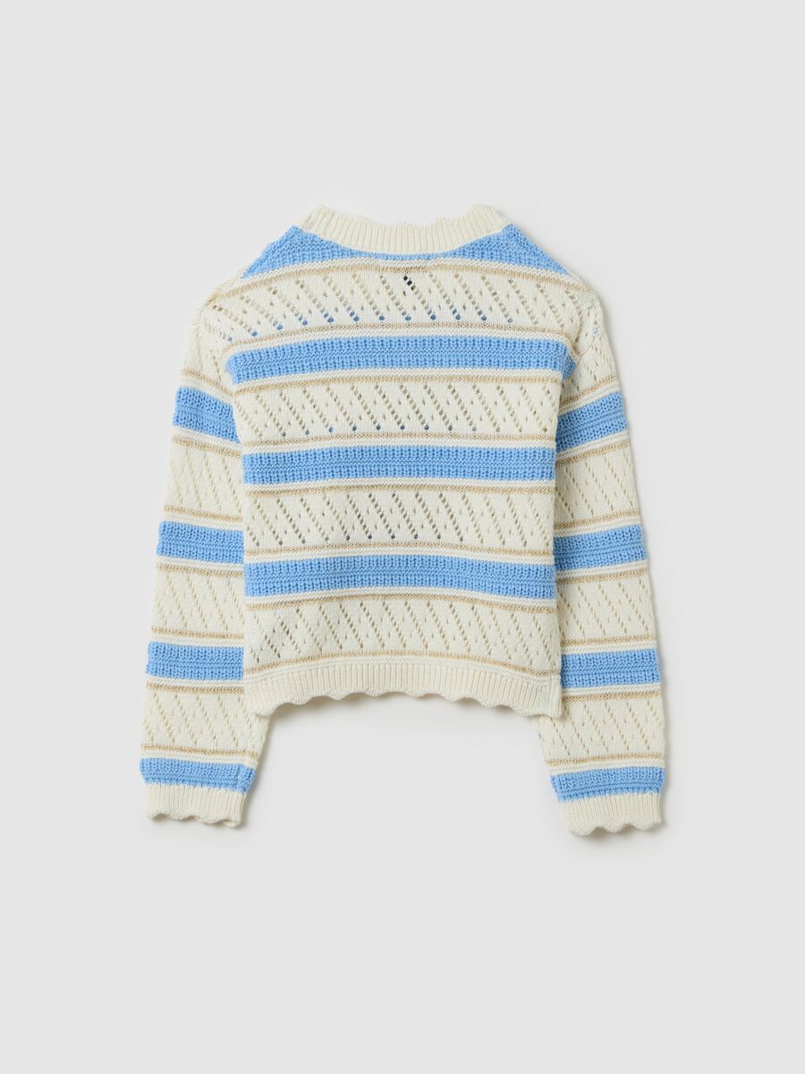 Striped pullover with openwork design_1