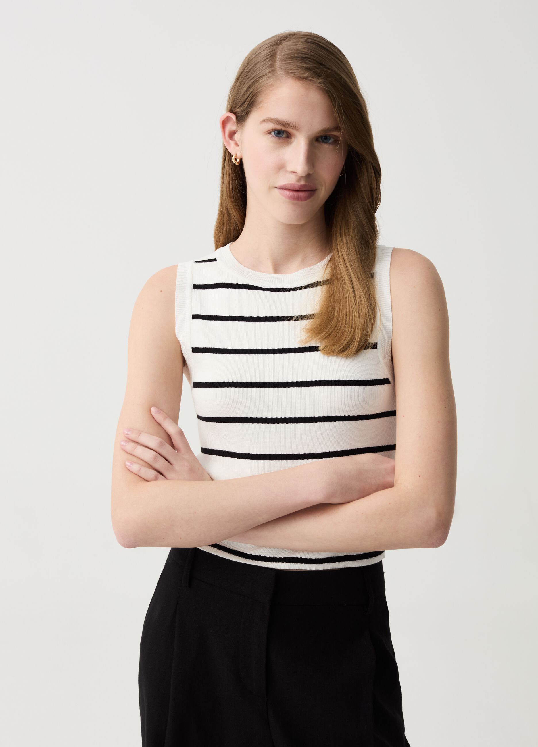 Tank top with slim stripes
