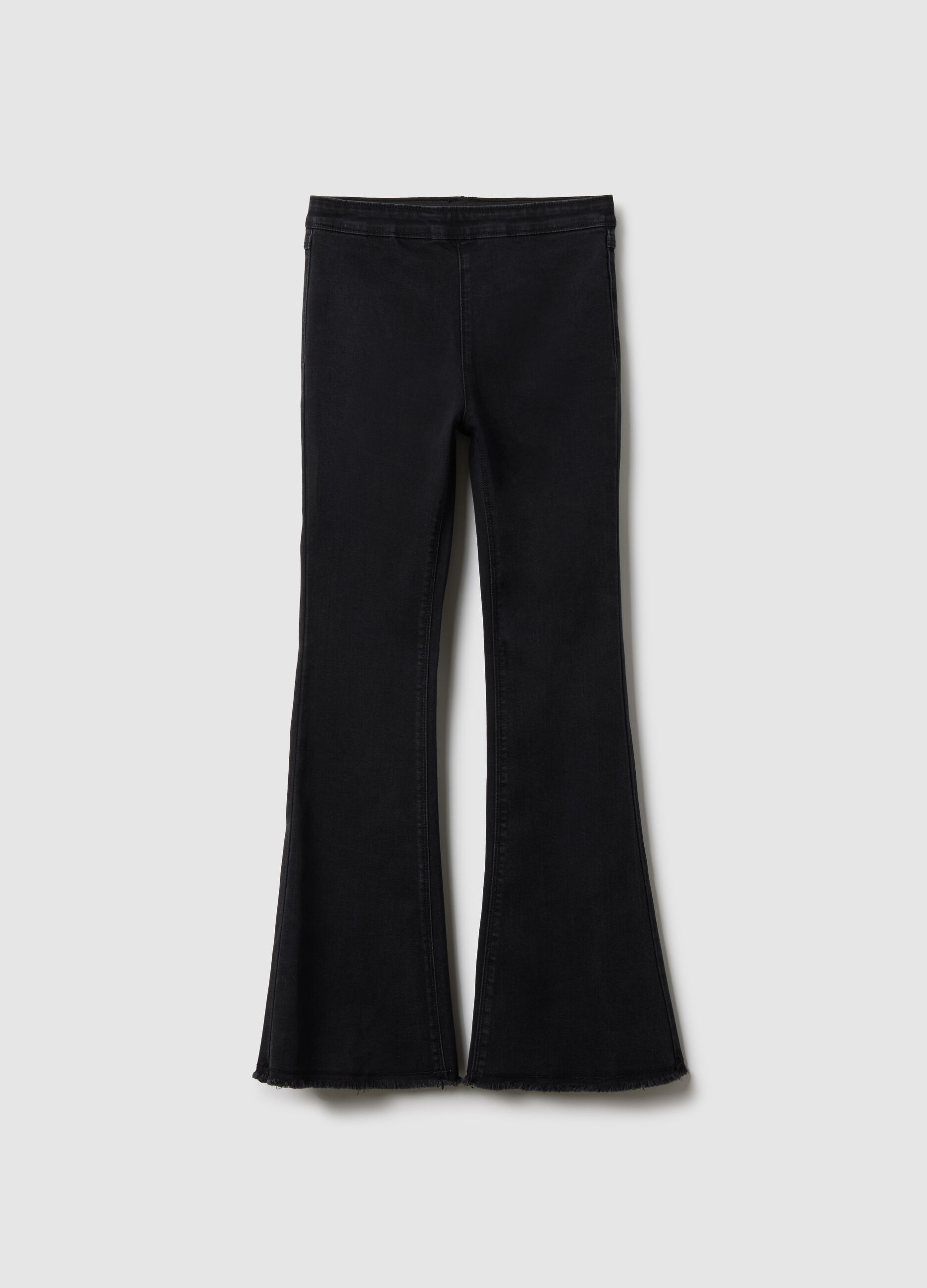 Jeggings in cotone elasticizzato nero da ragazza vestibilit&agrave; flare