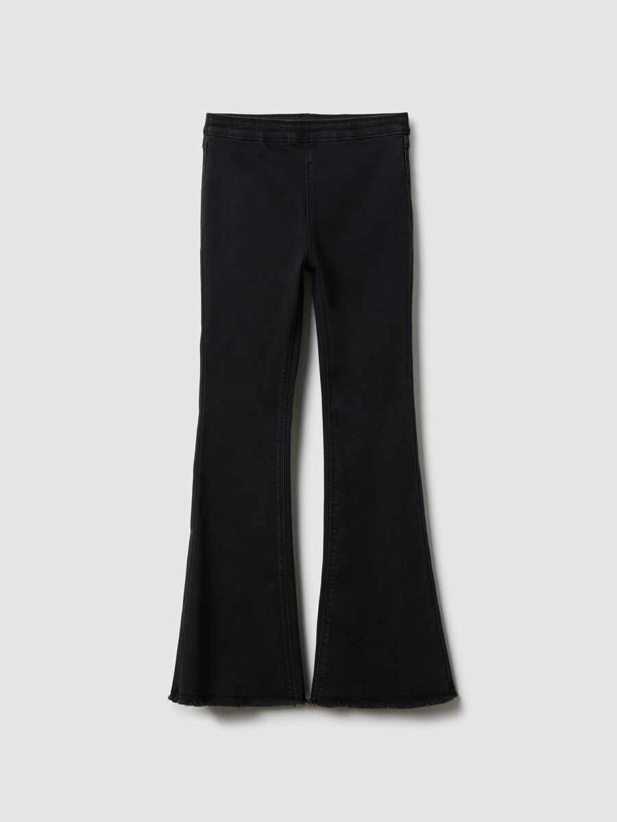Jeggings in cotone elasticizzato nero da ragazza vestibilit&agrave; flare_0