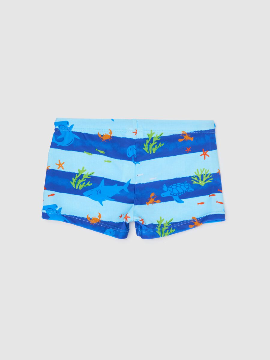 Striped Brief Swimsuit for Kids with Marine Print_1