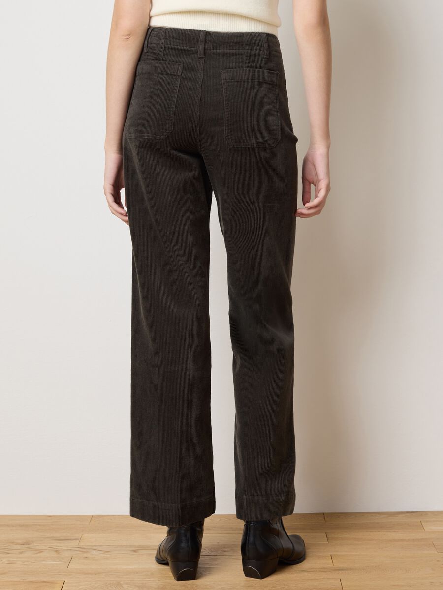 Black stretch cotton velvet trousers regular fit_2