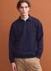 Felpa blu in tessuto elasticizzato con collo polo relaxed fit_0