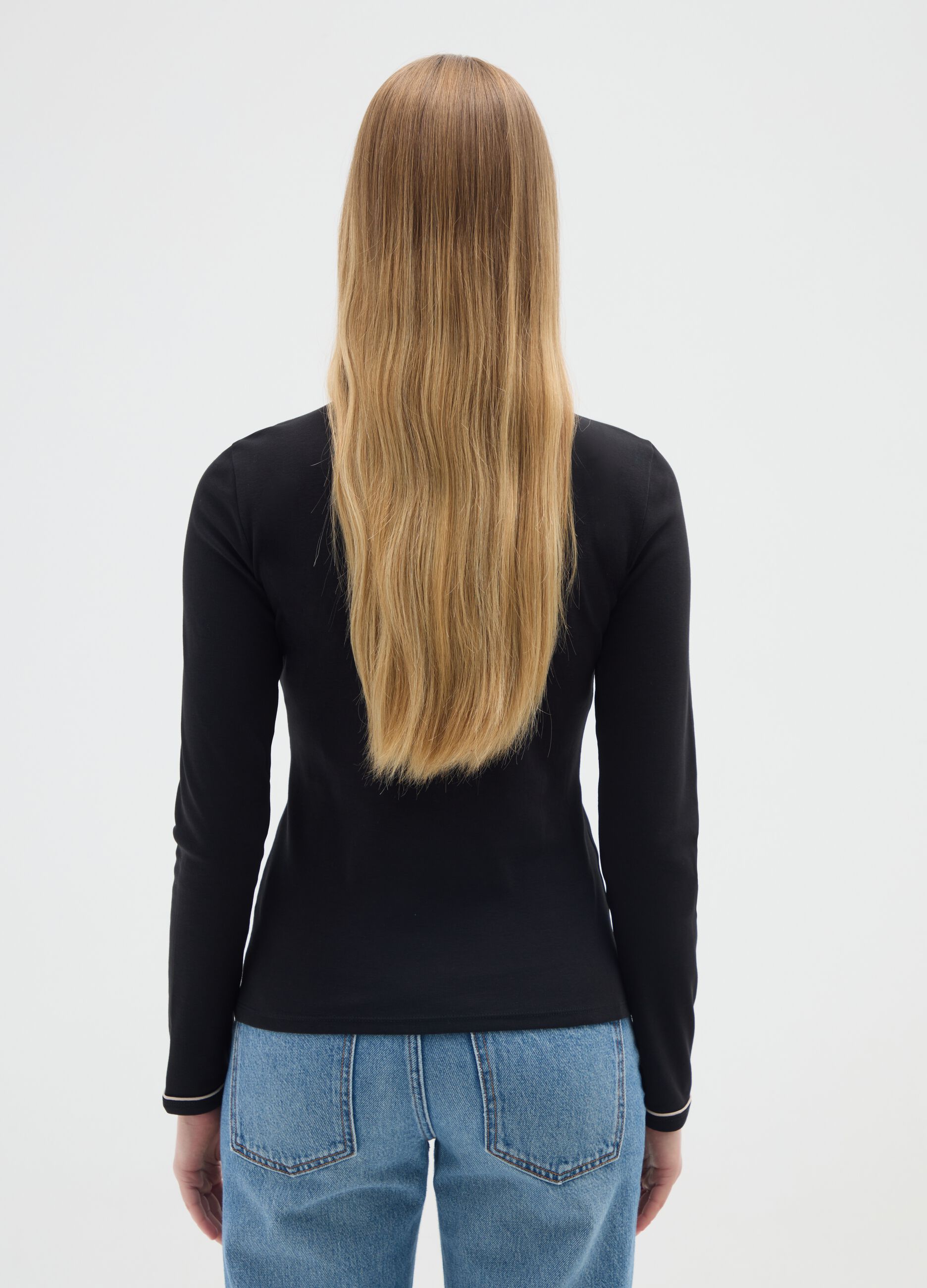 Maglia in puro cotone nero regular fit