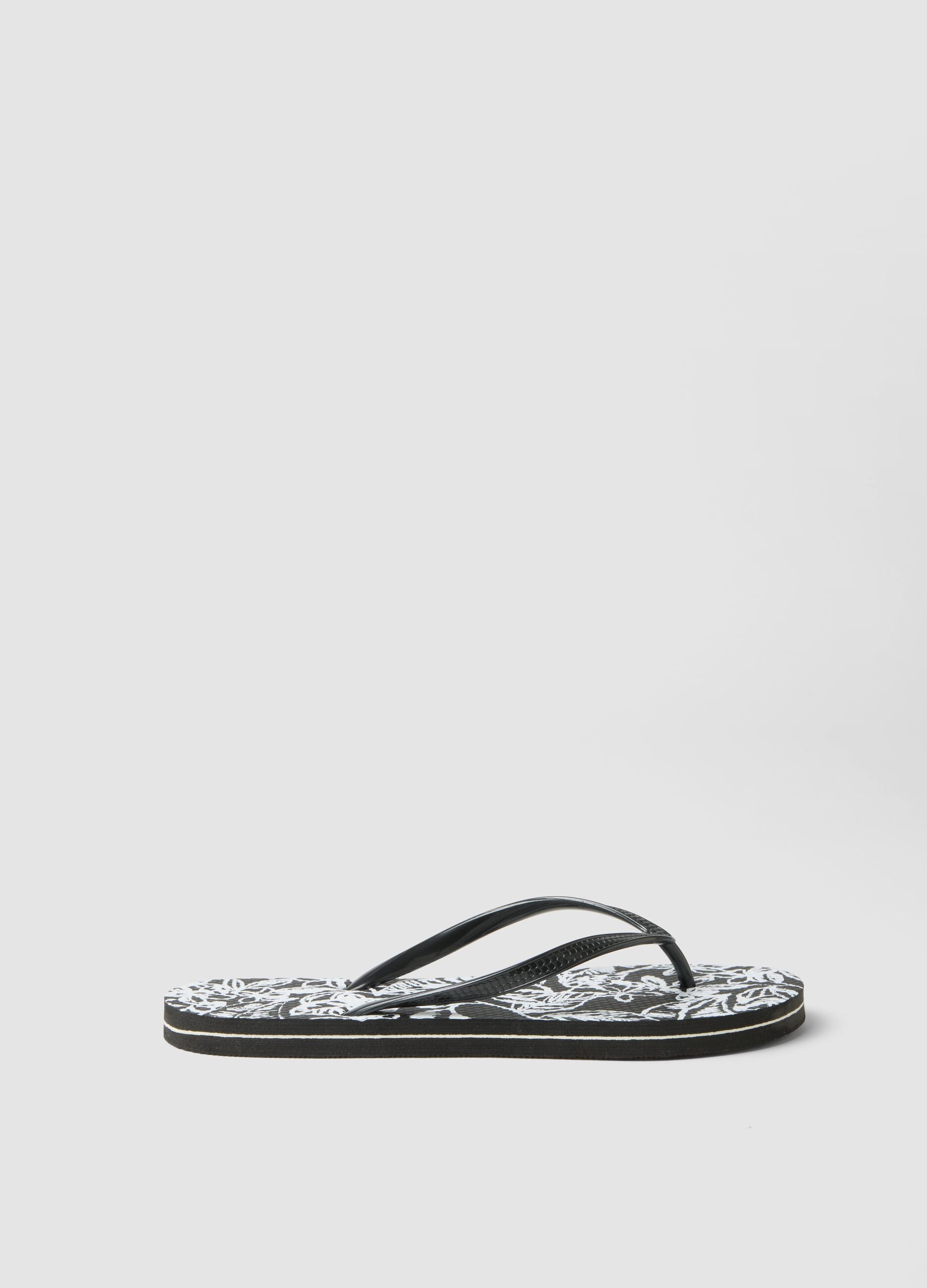 Multicoloured floral print flip-flops
