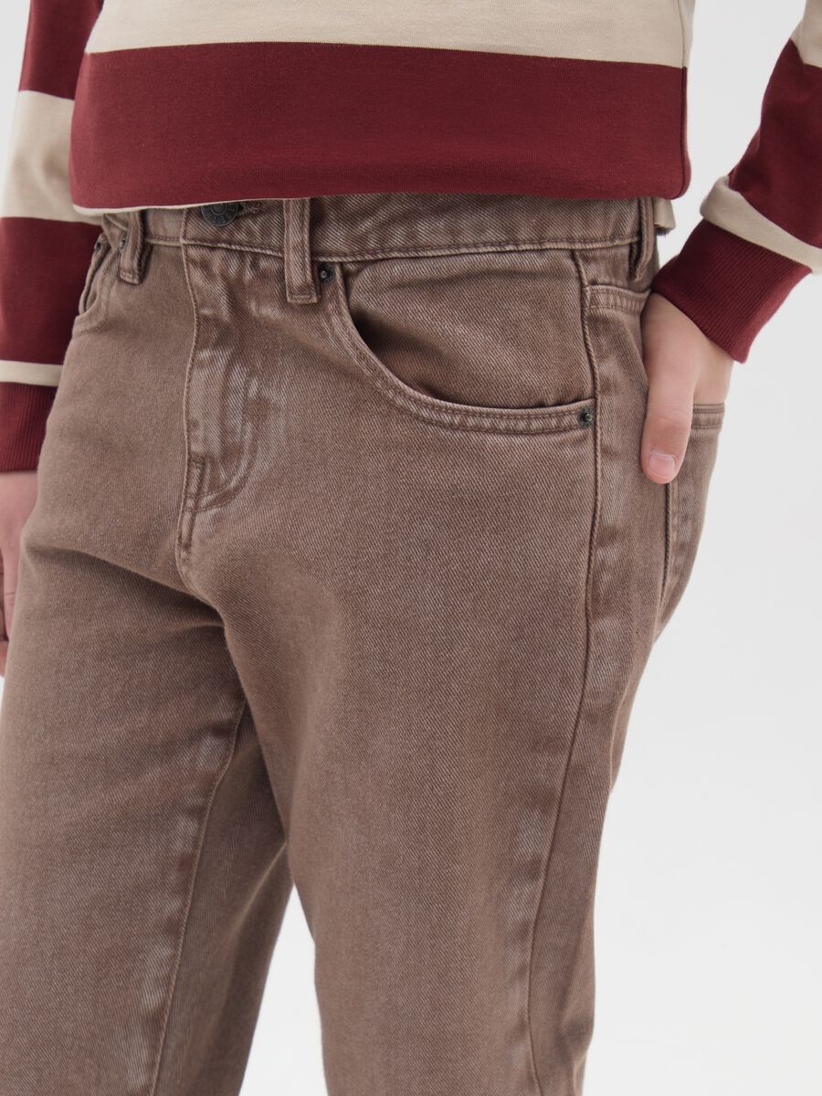 Boys' brown jeans in pure cotton regular fit_2