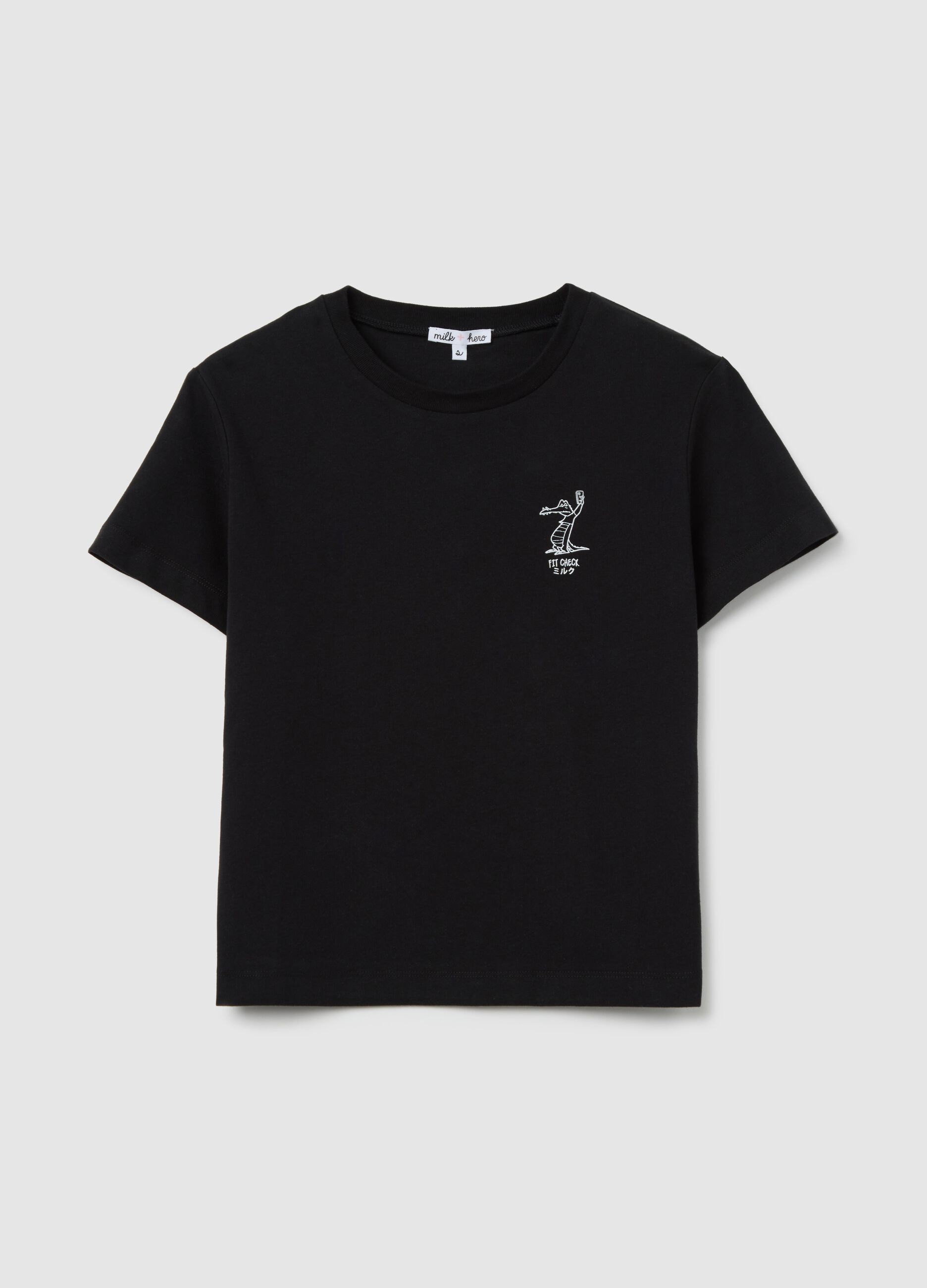 Black boxy-fit T-shirt in cotton