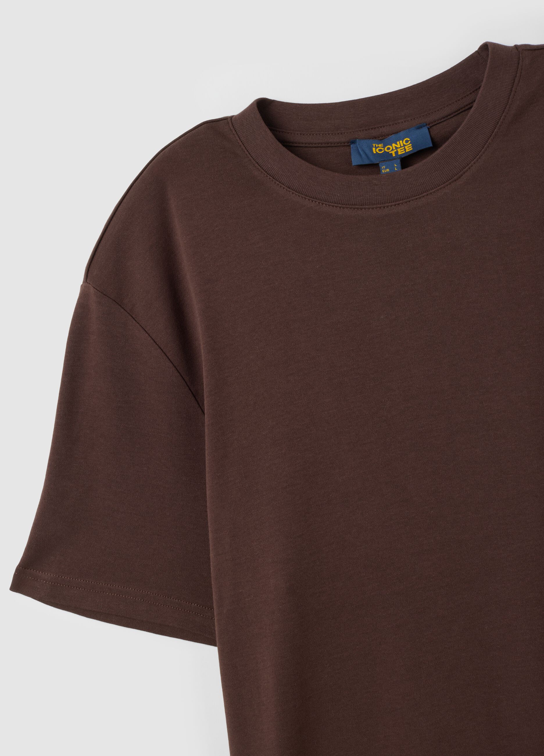 Brown pure cotton T-shirt with relaxed fit