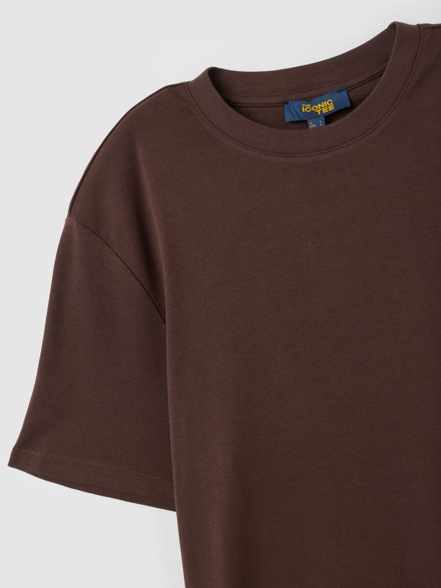 Brown pure cotton T-shirt with relaxed fit_5