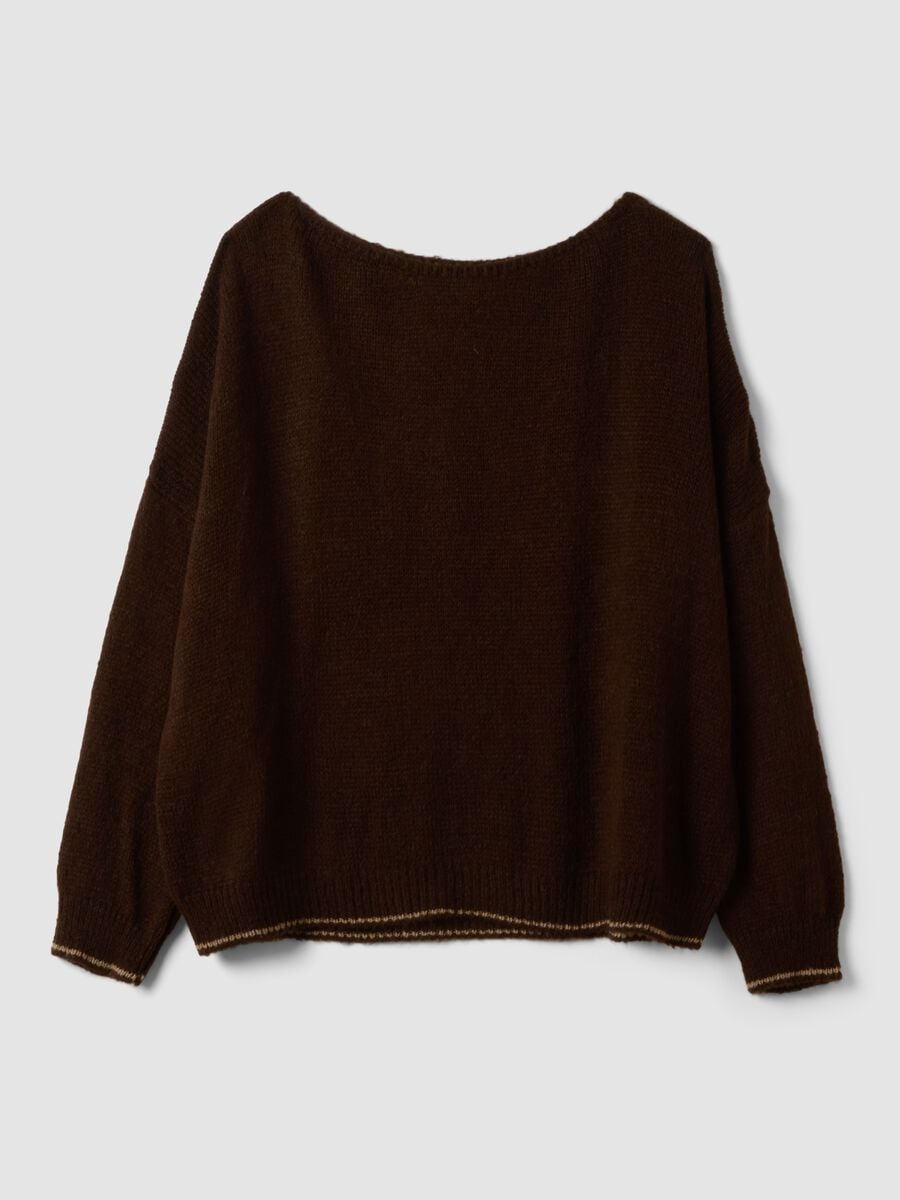 Brown regular-fit wool-blend jumper with contrast trims_2