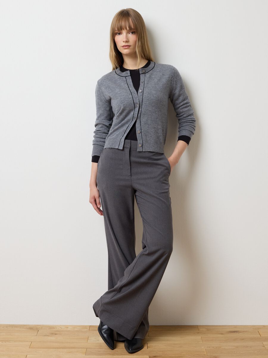 Cardigan in pura lana grigio regular fit_2