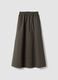 Grey long pure cotton skirt with elastic waistband_4