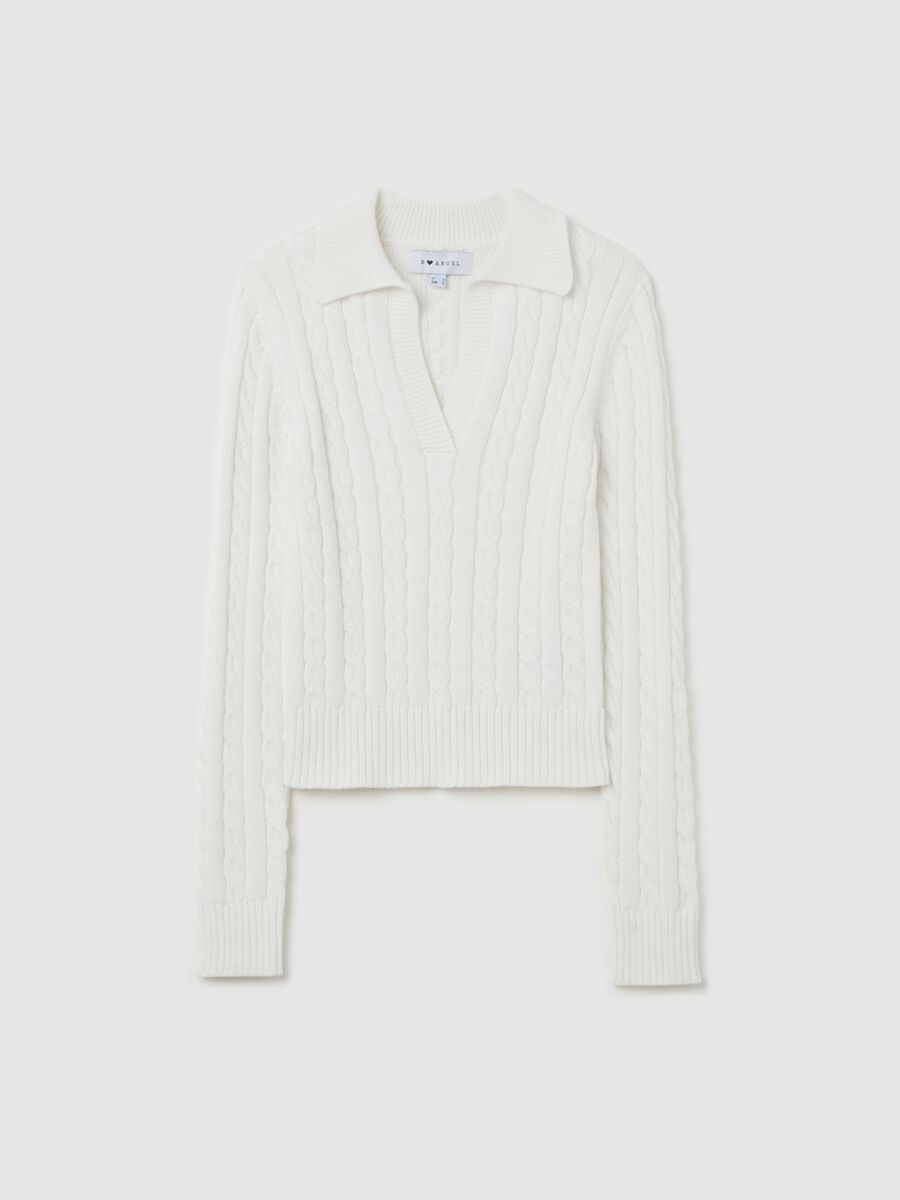 Cable-knit top with polo neck_4