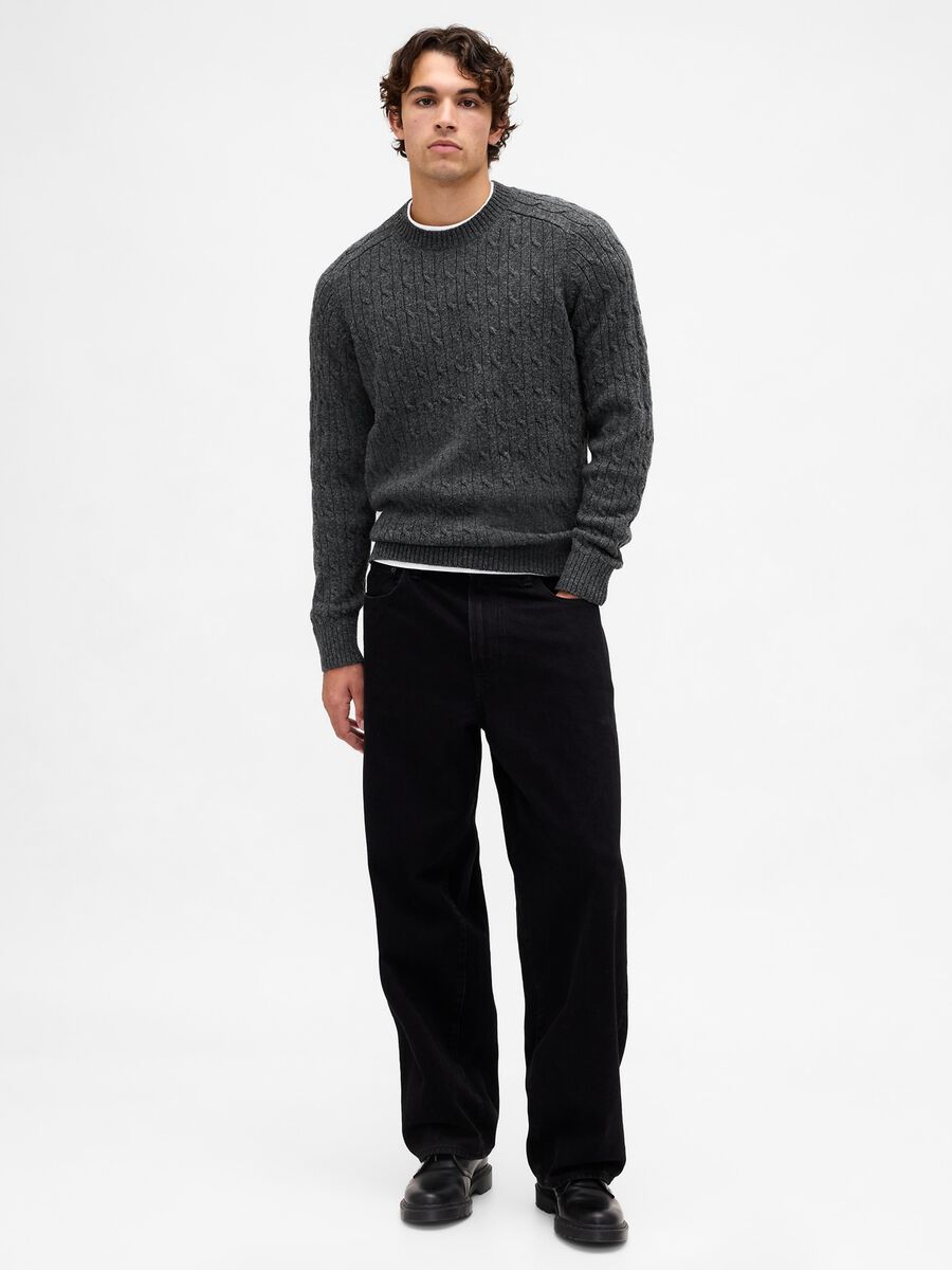 Grey knit sweater in wool and polyamide_2