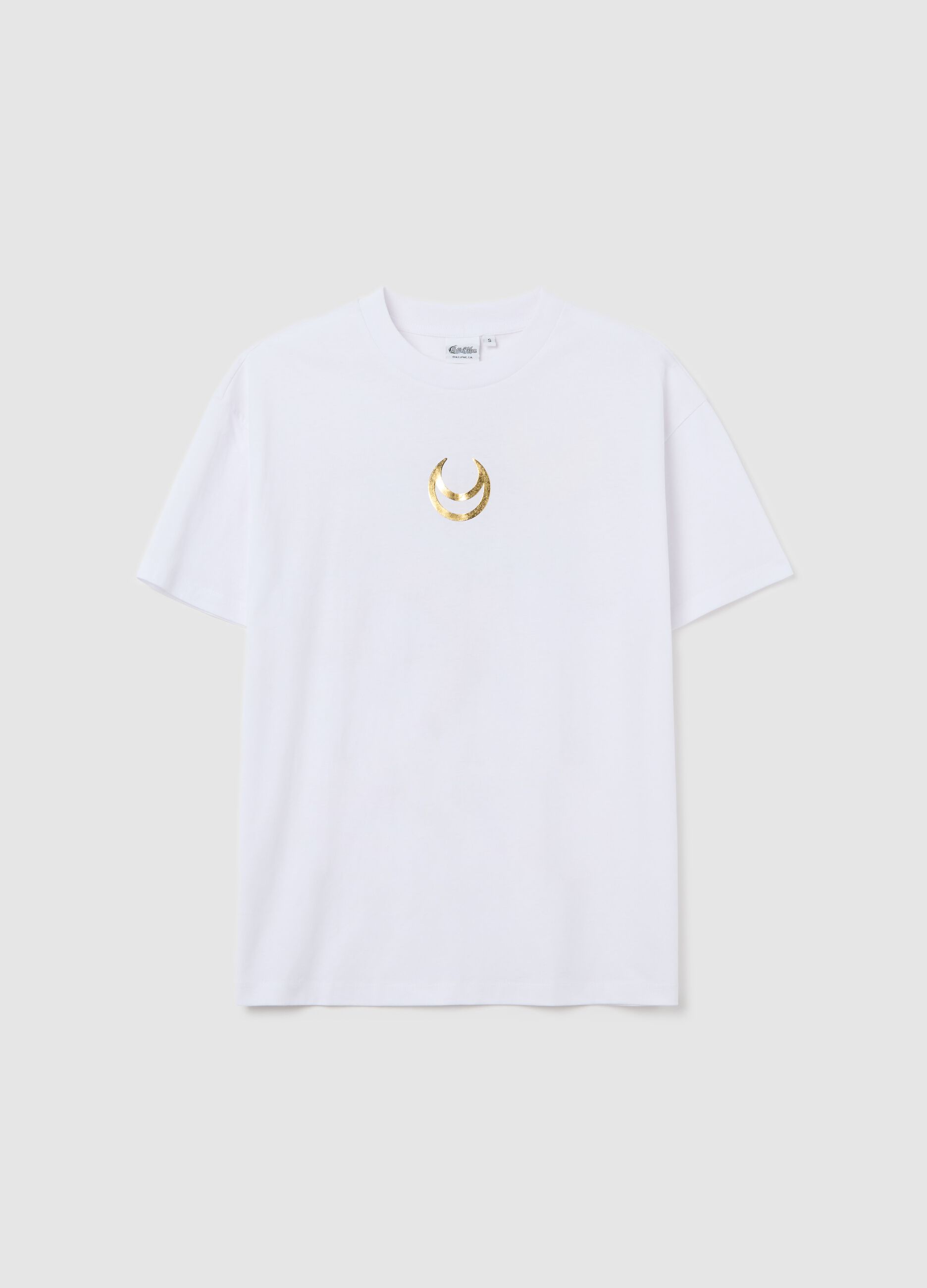 T-shirt bianca in cotone con stampa Sailor Moon