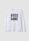 T-shirt bianca in puro cotone organico con scritta "Good Game" per ragazzo_0