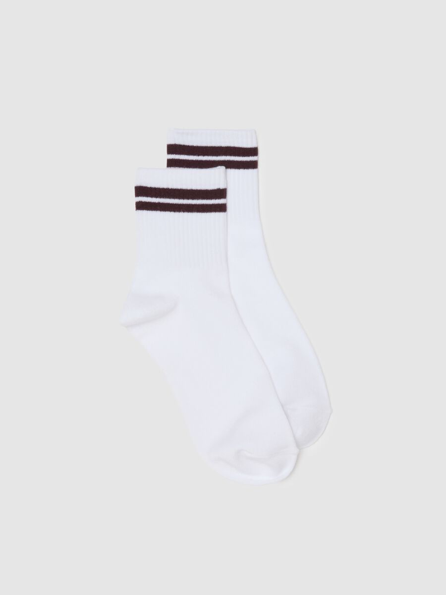 White striped socks in stretch fabric_0