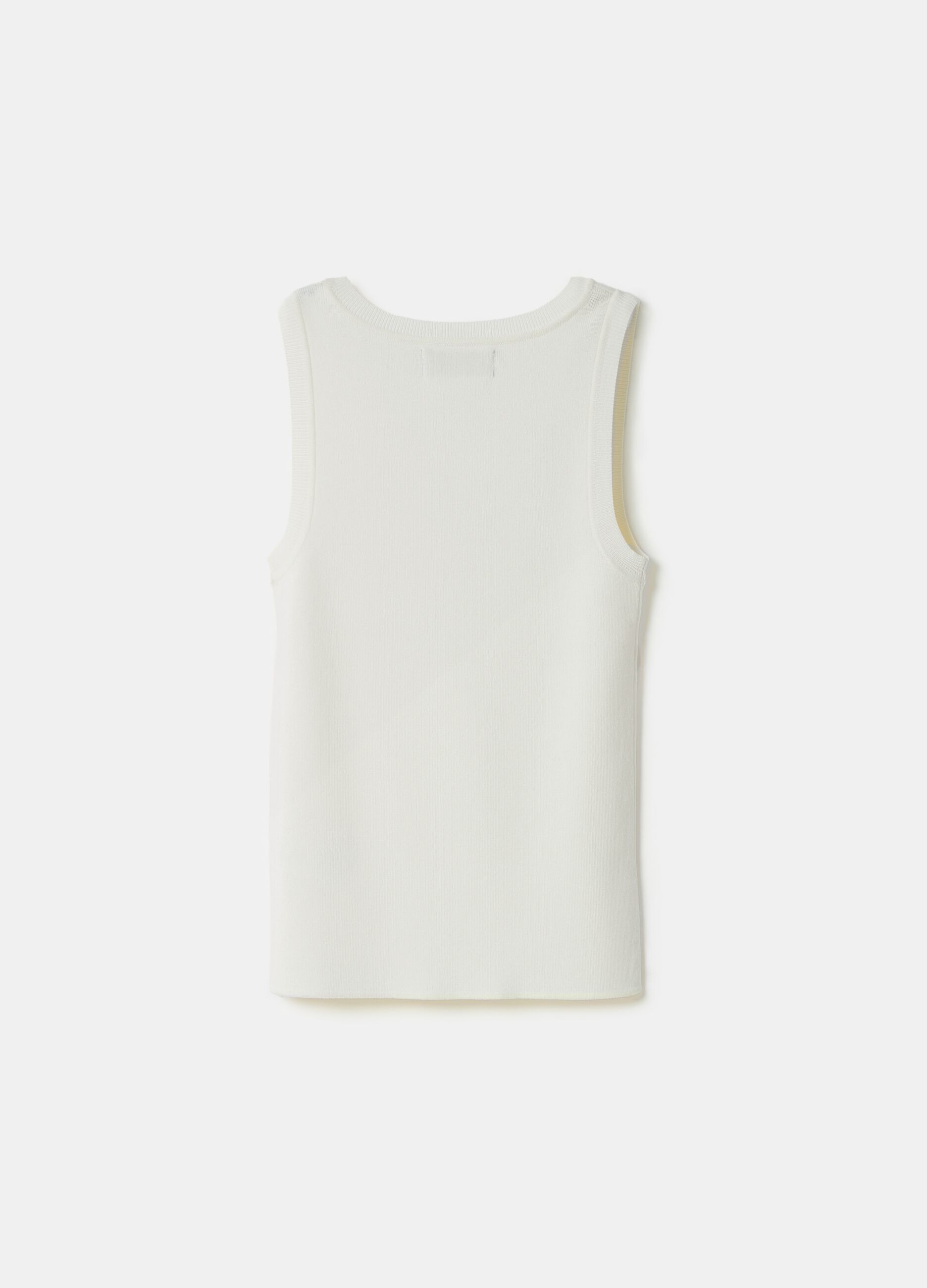 Ribbed tank top with round neckline