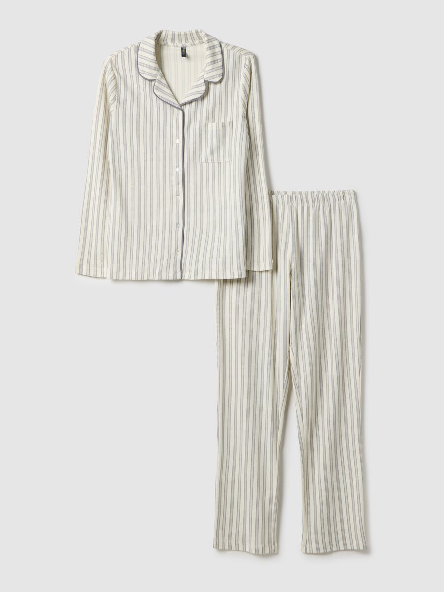 Grey striped pure cotton pyjamas with regular fit_4