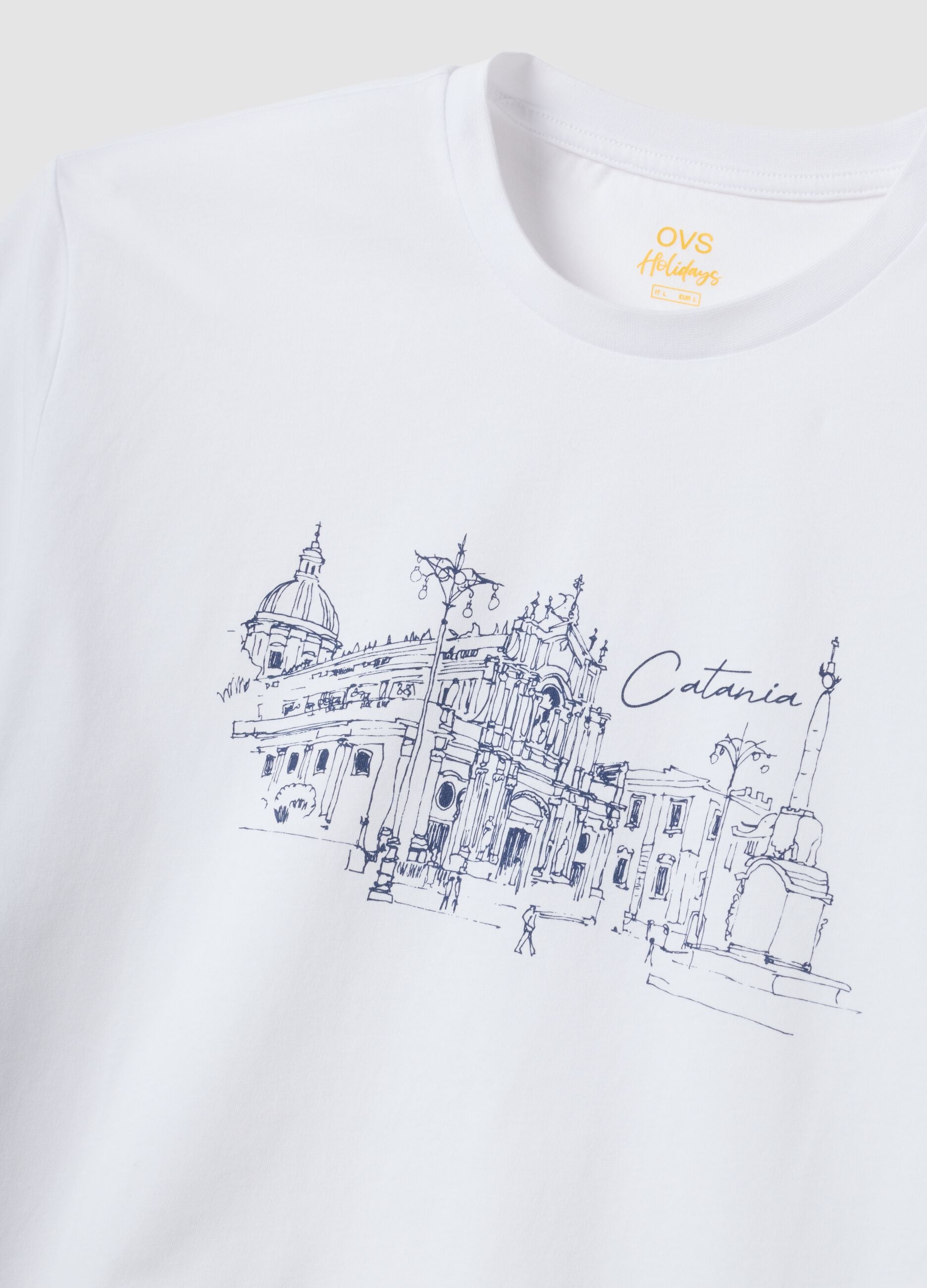 White pure cotton regular-fit printed T-shirt